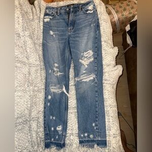 Abercrombie distressed straight leg jeans